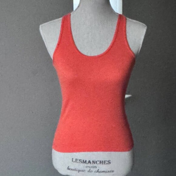 Cotton Ribbed Orange Raceback Tanktop - Size Small - Picture 1 of 7